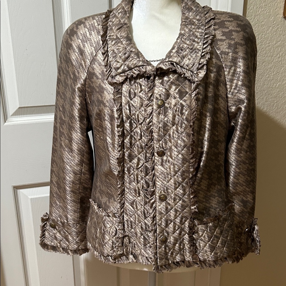 CHANEL Metallic Brown Quilted Blazer